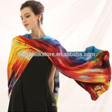 Duble cloth pure silk scarf custom scarf printing large satin silk shawl